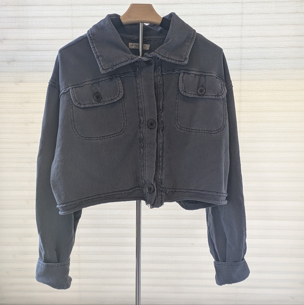 Grey Cropped Jacket - We The Free - Size S